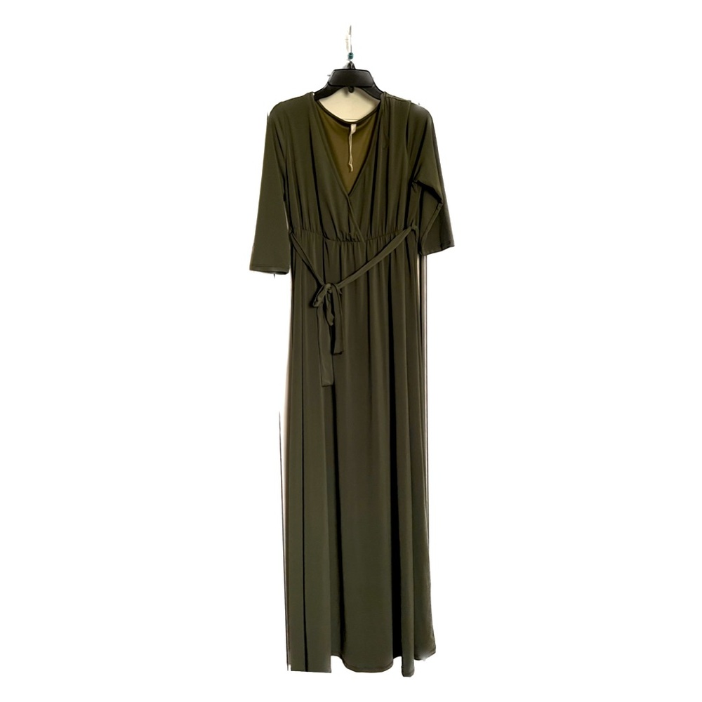 Pinkblush Olive Green Maxi Dress with Belt